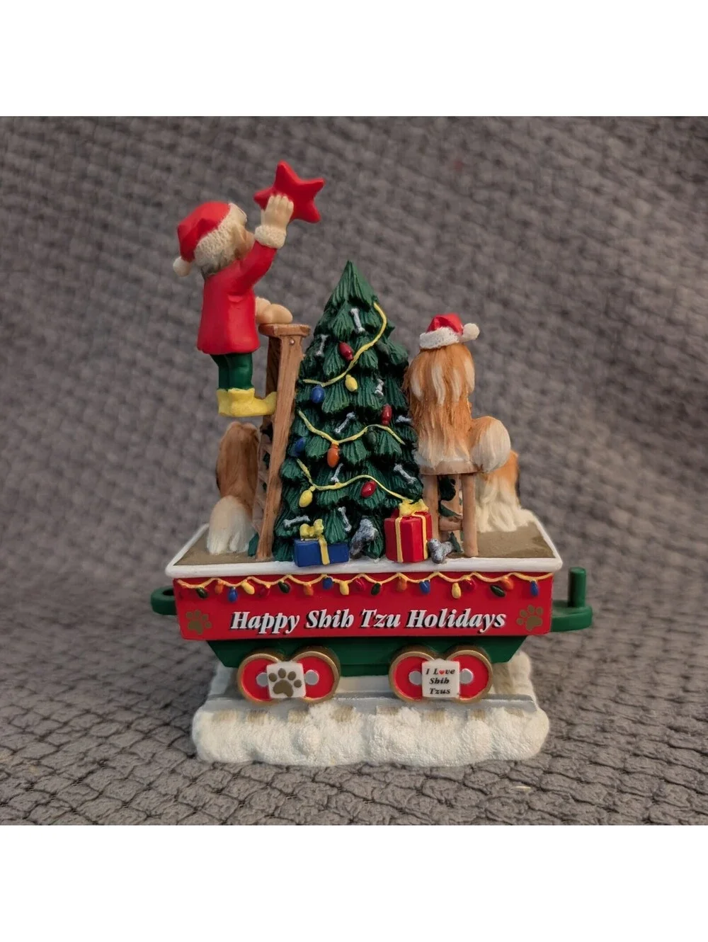 Danbury Mint Shih Tzu Christmas Express 7Piece Holiday Train Set Dog Collectible